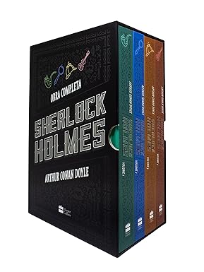 Box Sherlock Holmes – Obra completa (Capa dura)  – Volume 1:  Um estudo em vermelho (romance) – 1887, O sinal dos quatro (romance) – 1890, As aventuras de Sherlock Holmes (contos) – 1892